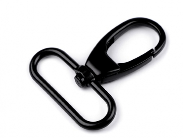 Metallkarabiner mit Wirbel, Durchzug 38 mm, schwarz